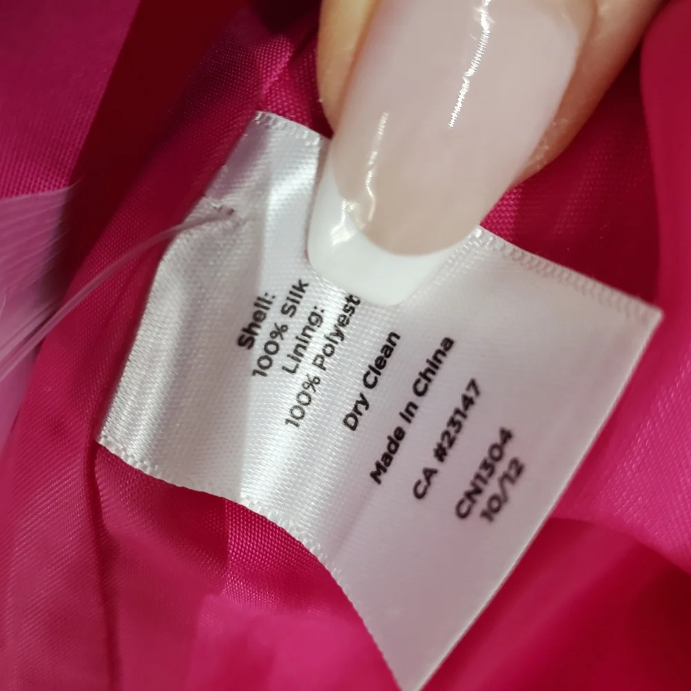 Talbots 100% silk sheath dress 6P Textured Fuschia Hot Pink Taffeta Shirt Dress - Picture 10 of 16